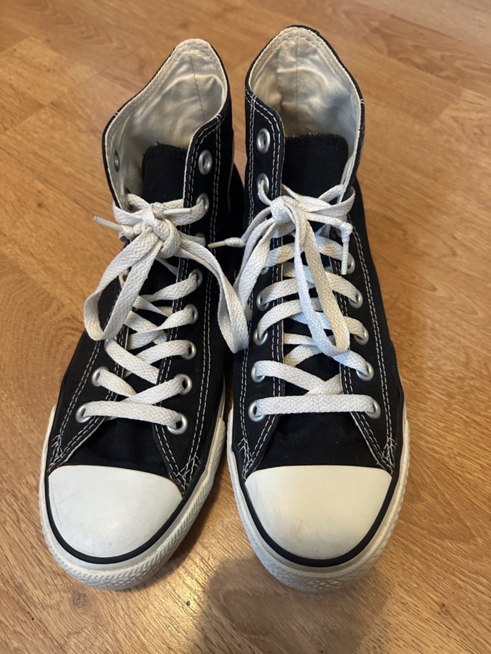 Converse Black High Top Canvas Sneakers with White Trim - Picture 5 of 16